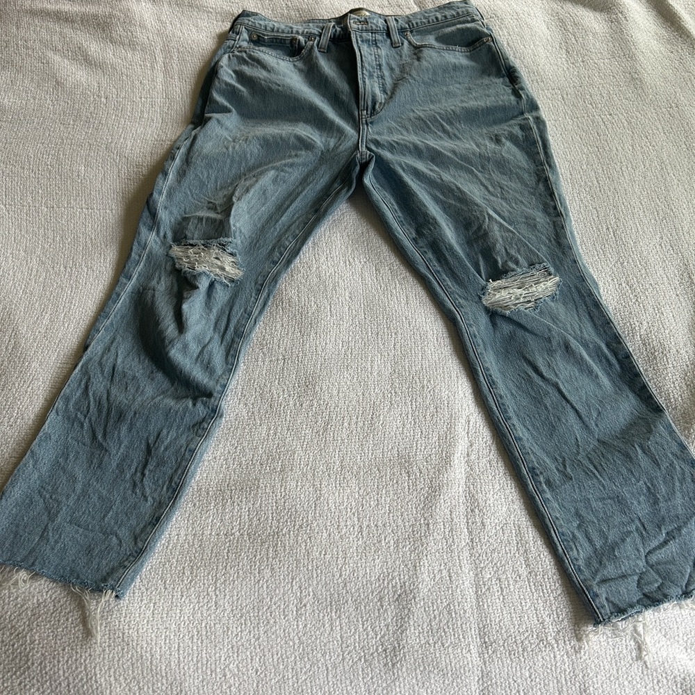Madewell Blue Boyfriend Jeans Relaxed Fit Distressed